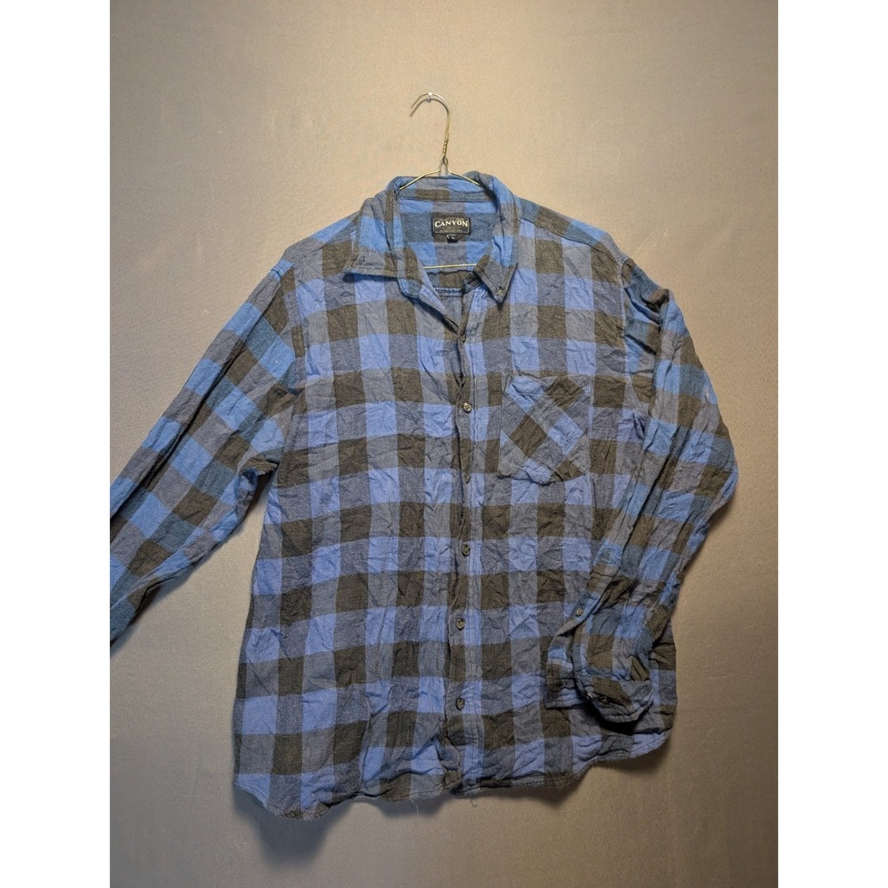 Canyon Flannel Shirt Mens Large Multicolor Buffalo Check Collared Button Down